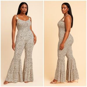Leopard Print Bell Flared Leg Jumpsuit- Runs Small🚨🥴